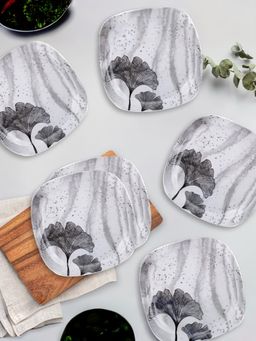 USHA SHRIRAM - Melamine 6 Square Plate Set Red Flower