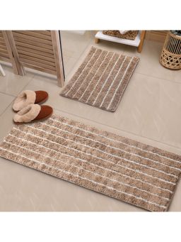 Saral Home - Champs Set of 2 Bathmat and Runner 40 x 58, 40 x 110 cm (Taupe)