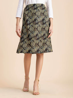 Moomaya - Printed A-Line Knee Length Skirt