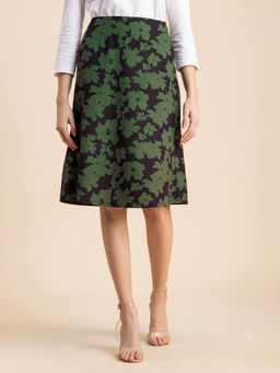 Moomaya - Floral Printed A-Line Knee Length Skirt