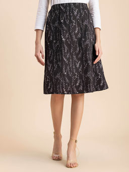 Moomaya - Floral Printed A-Line Knee Length Skirt