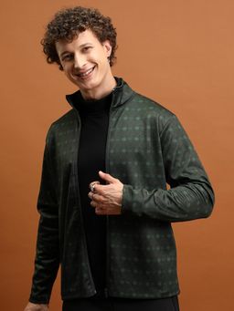 HIGHLANDER - Men Green Regular Fit Printed High Neck Jacket