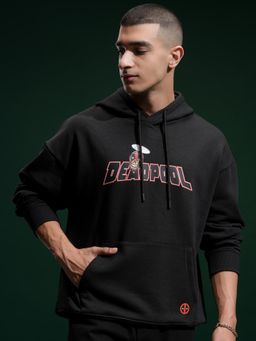 HIGHLANDER - Marvel Deadpool Men Black Oversized Graphic Hoodie