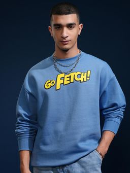 HIGHLANDER - Marvel Deadpool Men Blue Oversized Graphic Round Neck Sweatshirt