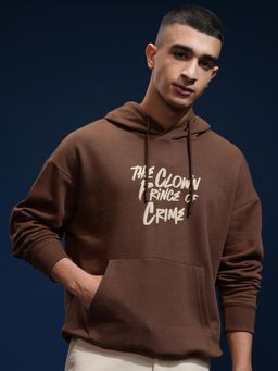 HIGHLANDER - Men Brown Oversized Graphic Hoodie