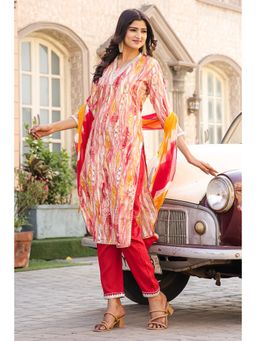 Rajnandini - Womens Multi-Color Shibori Printed Kurta with Pant & Dupatta (Set of 3)