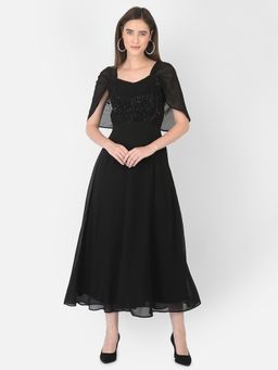 Latin Quarters - Black Half Sleeve Sequined Dress