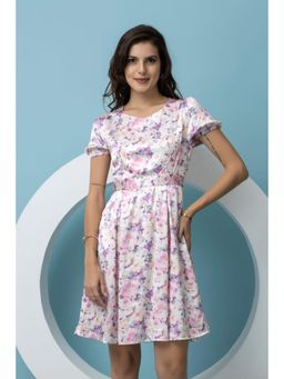 Beatnik - Women Pink Satin Puff Sleeves Dress