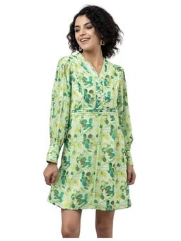 Beatnik - Women Green Georgette Full Sleeves Dress