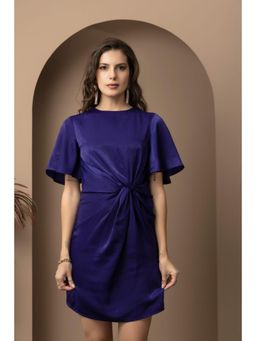 Beatnik - Women Blue Satin Half Sleeves Dress