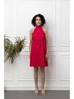 Beatnik - Women Pink Schiffli Sleeveless Dress