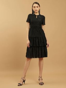 Beatnik - Women Black Cotton Half Sleeves Dress
