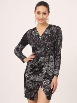 Beatnik - Women Black Polyester Full Sleeves Dress
