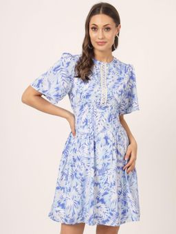 Beatnik - Women Blue Polyester Half Sleeves Dress