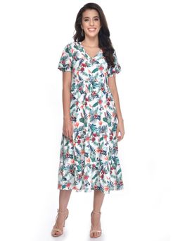 Beatnik - Women White Polyester Half Sleeves Dress
