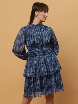 Beatnik - Women Blue Georgette Full Sleeves Dress