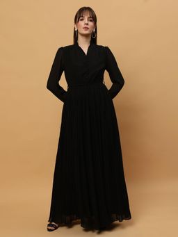 Beatnik - Women Black Georgette Full Sleeves Dress