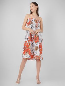 Beatnik - Women Orange Polyester Sleeveless Dress