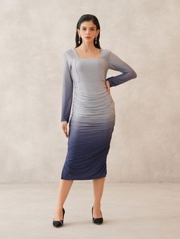 Beatnik - Women Blue Cotton Full Sleeves Dress