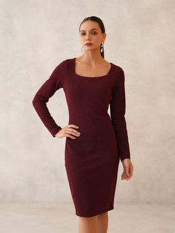 Beatnik - Women Red Cotton Full Sleeves Dress