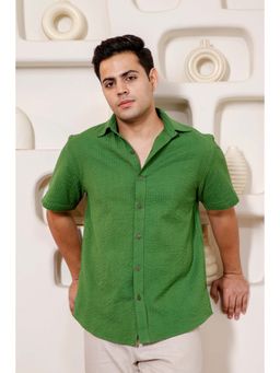 Studio Rabha - Grasshopper Green Half Sleeves Shirt