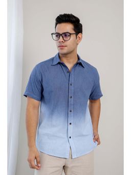Studio Rabha - Ocean Blue Half Sleeve Shirt