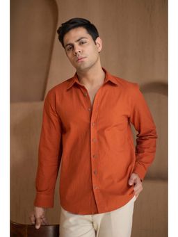 Studio Rabha - Kesari Rust Cotton Linen Shirt