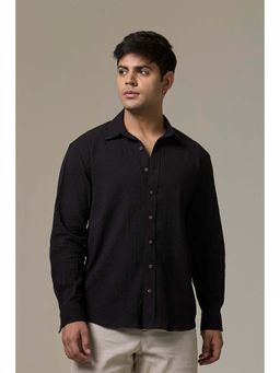 Studio Rabha - Black Cotton Seersucker Shirt