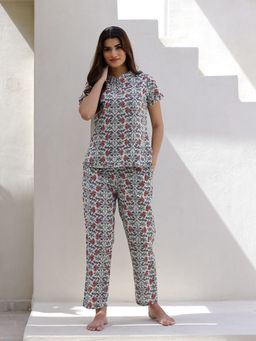 SAY - Floral Printed Pure Cotton Night Suit (Set of 2)