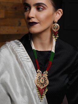 Odette - Red, White, Green Multi-Layered Jewellery Set (Set of 2)