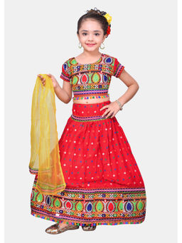 Ahhaaaa - Red Elegance Embroidered Lehenga with Choli and Dupatta (Set of 3)