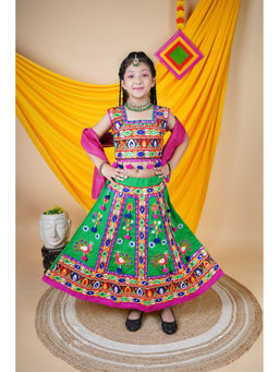 Ahhaaaa - Green Garba Lehenga Choli with Dupatta (Set of 3)