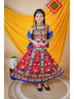 Ahhaaaa - Red Garba Lehenga Choli with Dupatta (Set of 3)