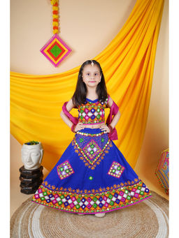 Ahhaaaa - Navy Blue Embroidered Lehenga Choli with Dupatta (Set of 3)