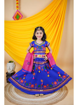 Ahhaaaa - Navy Blue Embroidered Lehenga Choli with Dupatta (Set of 3)