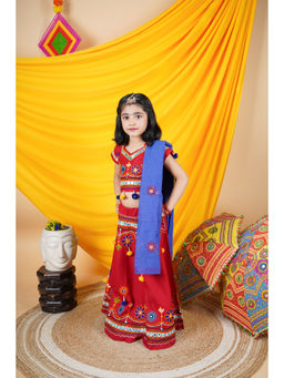 Ahhaaaa - Red Embroidered Lehenga Choli with Dupatta (Set of 3)