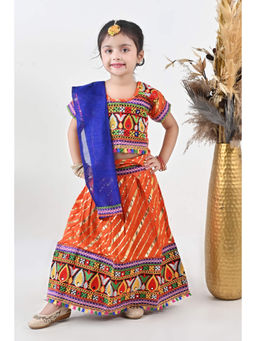 Ahhaaaa - Orange Embroidered Lehenga Choli with Dupatta (Set of 3)