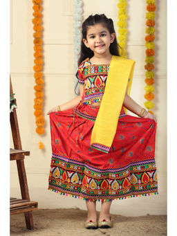 Ahhaaaa - Red Embroidered Lehenga Choli with Dupatta (Set of 3)