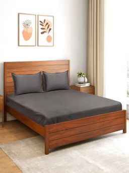 Saral Home - Sheen Shine 100% Cotton Bed Sheet with 2 Pillow Cover Grey (Queen)
