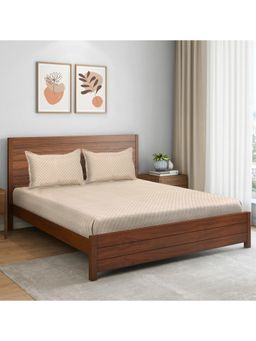 Saral Home - Neri Soft Soft Bed Sheet with 2 Pillow Cover Beige (Queen)