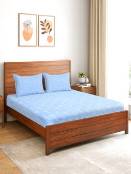 Saral Home - Mesh Soft Soft Bed Sheet with 2 Pillow Cover Sky Blue (Queen)