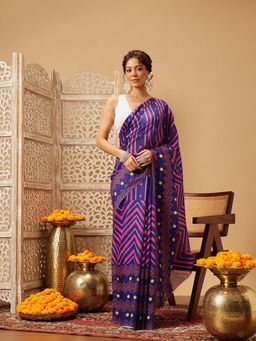 Silk Land - Digital Multi-Color Printed Soft Mal Cotton Saree with Unstitched Blouse
