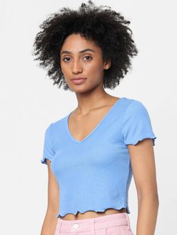 ONLY - Women Casual Wear Blue T-Shirt