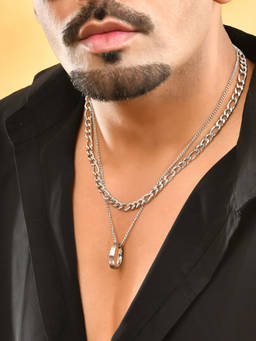 VOJ - Men's Silver Plated Multi Layer Necklace