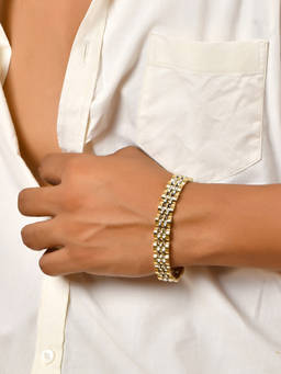 VOJ - Dual Tone Designer Dome Shaped Link Bracelet
