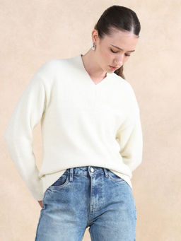 RAREISM - Off White Juno Primary Relaxed Regular Sweater