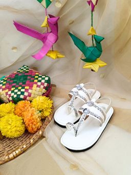 The Madras Trunk - Popsicle Slip On White Sandals