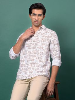 CRIMSOUNE CLUB - Men's Brown Print Shirt