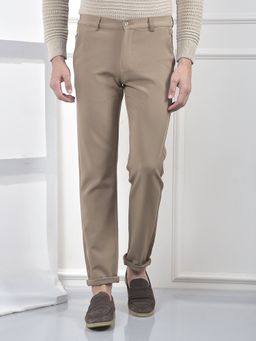 CRIMSOUNE CLUB - Men'S Khaki Korean Fit Trousers