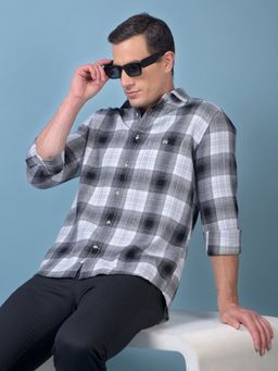 CRIMSOUNE CLUB - Mens Black Checked Pure Cotton Shirt